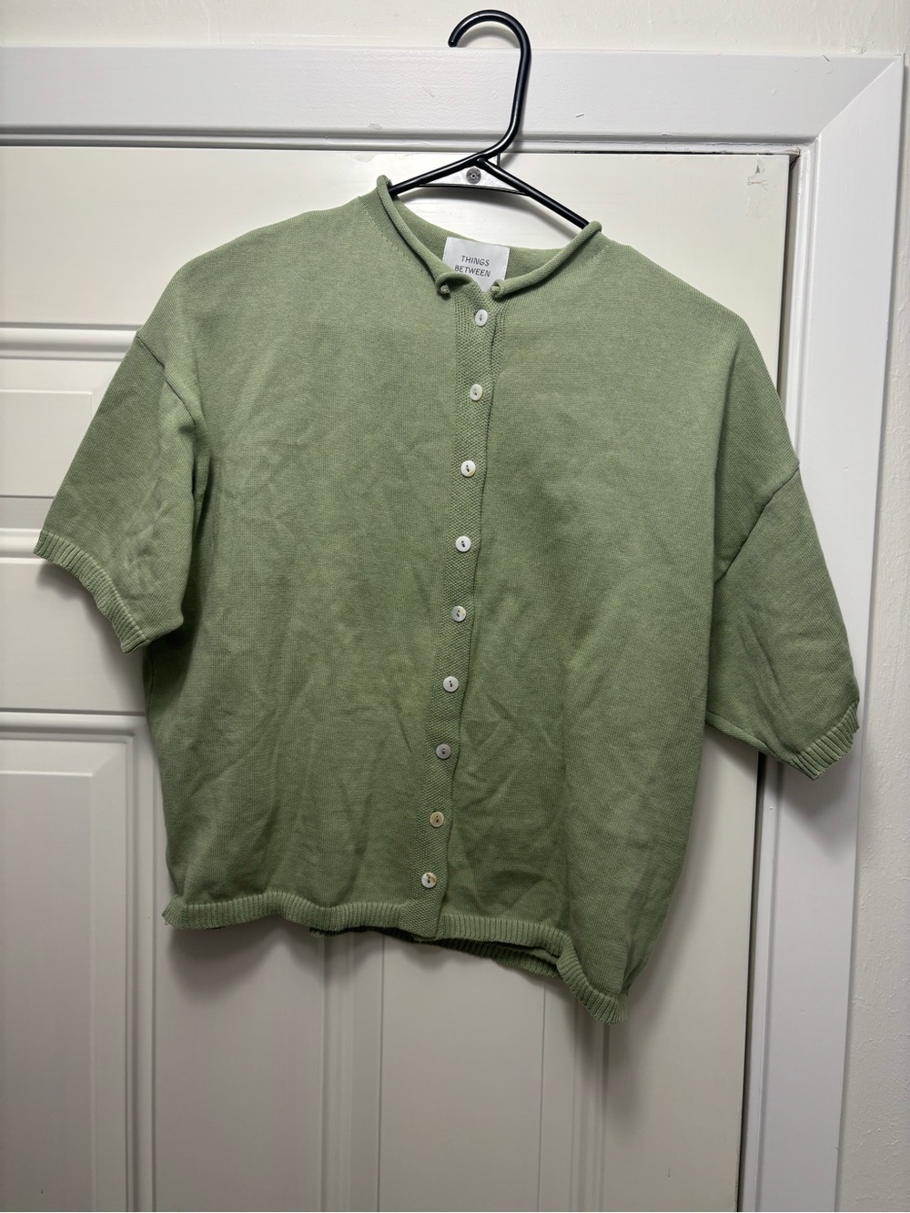 Things between Toby half sleeve sage green cardigan size small